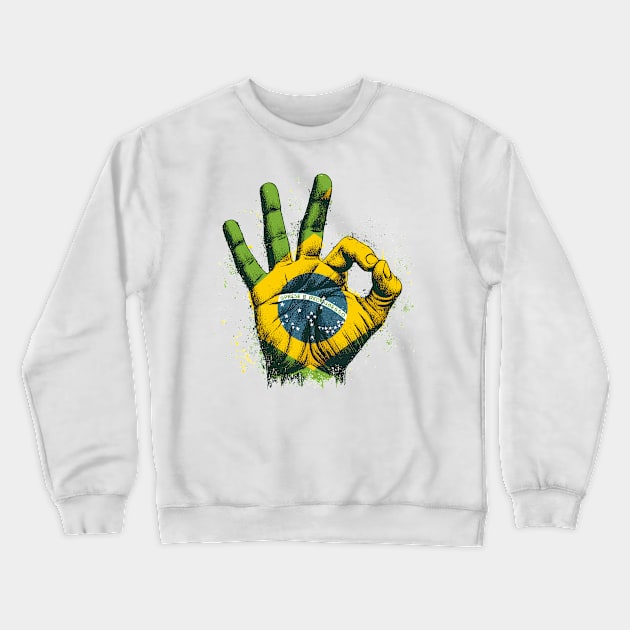 Brazil Flag Crewneck Sweatshirt by Vehicles-Art